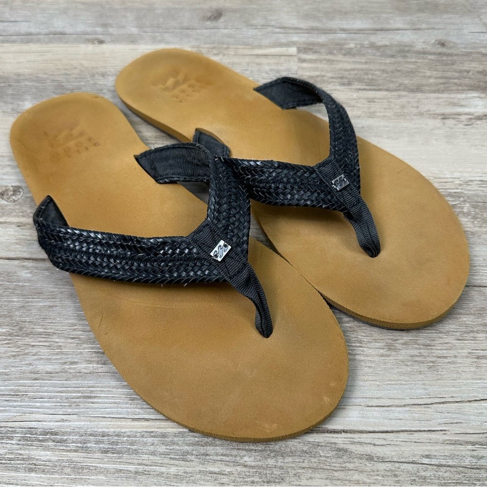 Billabong Black Kai Braided Thong Flip Flop Sandals Size 10